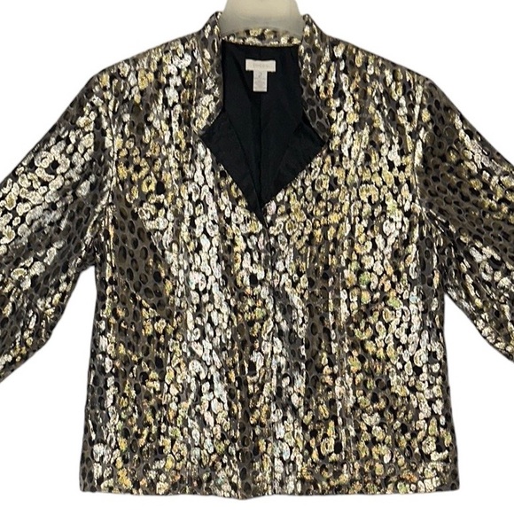 Chico's Jackets & Blazers - Chicos Metalic "Animal Print" Swing Jacket Size 2